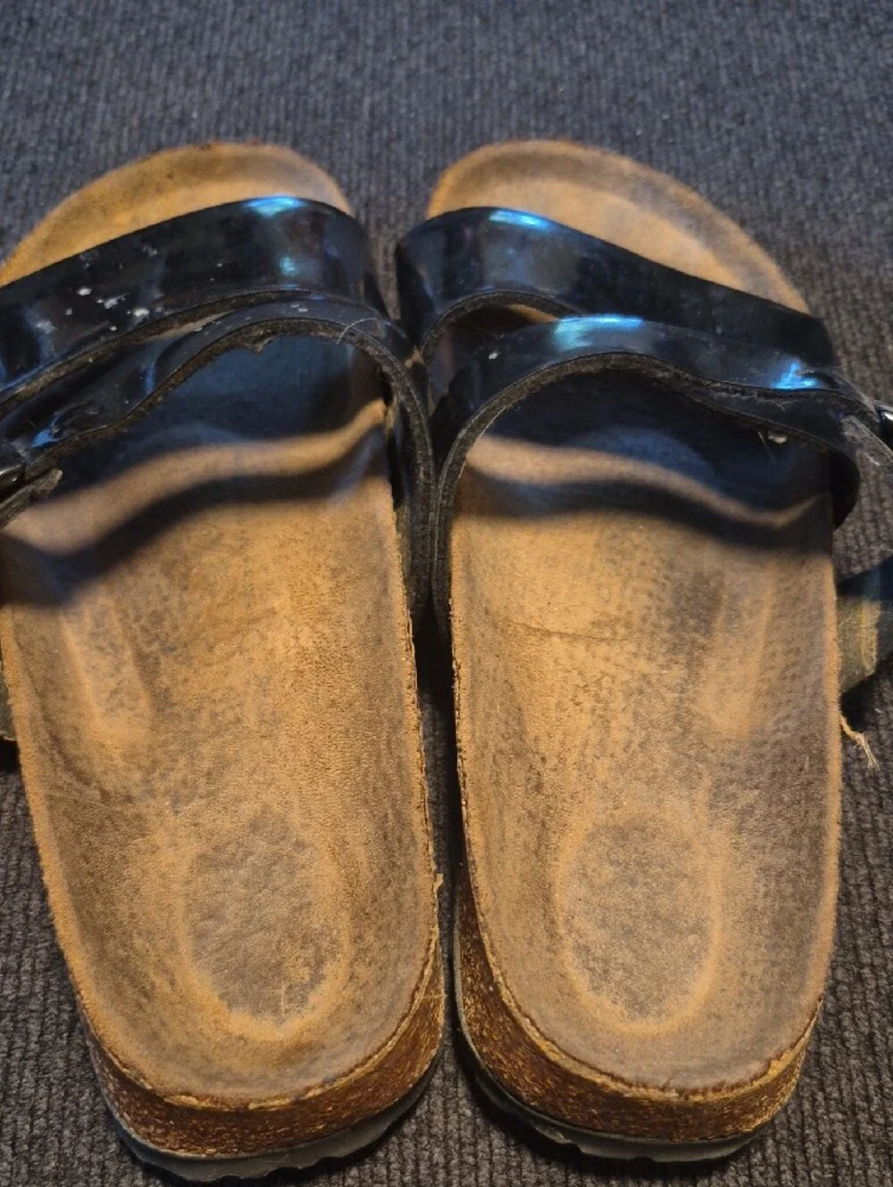 Birkenstock Women’s Black Patent Double Strap Slide Sandals